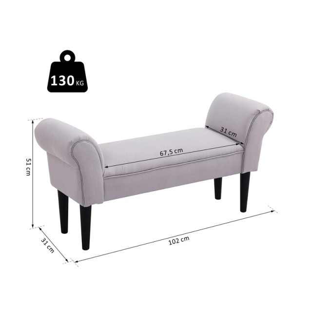 Ξύλινο Ανάκλιντρο 102 x 31 x 51 cm Χρώματος Γκρι HOMCOM 831-135GY