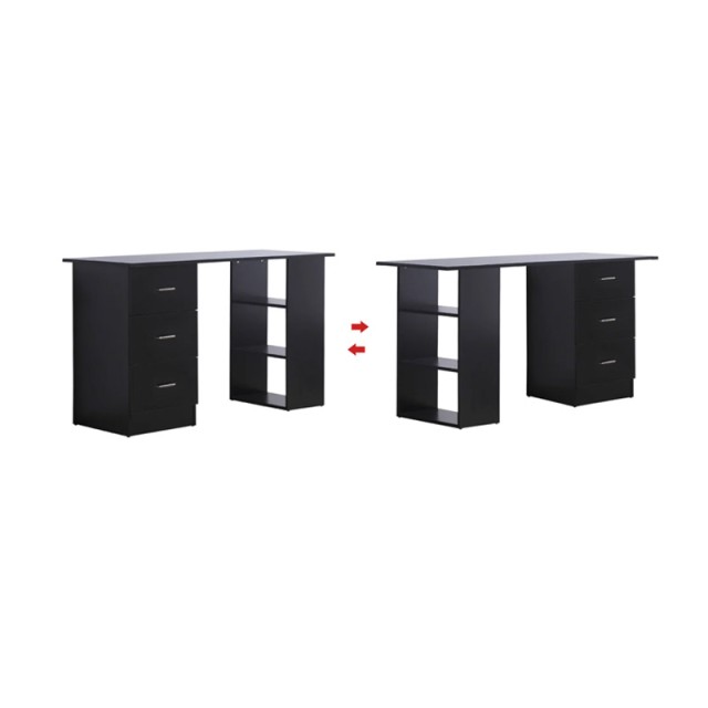 Ξύλινο Γραφείο με 3 Συρτάρια και 3 Ράφια 120 x 49 x 72 cm Χρώματος Μαύρο HOMCOM 836-068BK