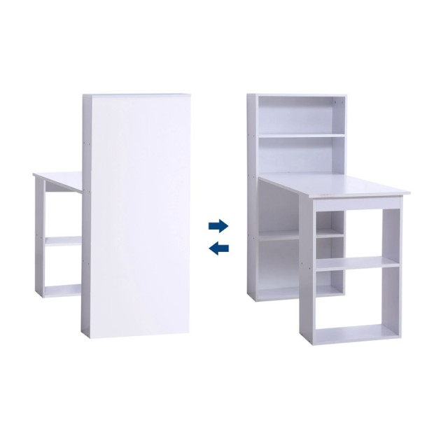 Ξύλινο Γραφείο με Βιβλιοθήκη 120 x 55 x 120 cm Χρώματος Λευκό HOMCOM 836-069WT