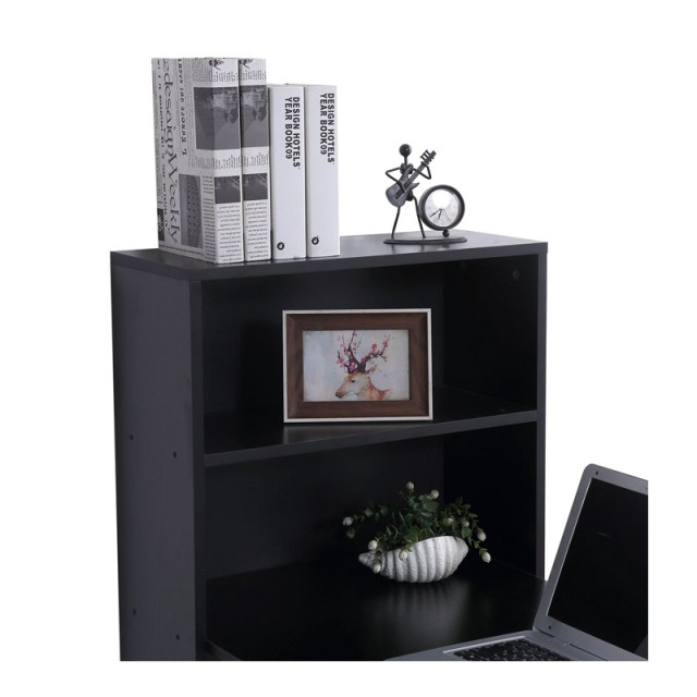 Ξύλινο Γραφείο με Βιβλιοθήκη 120 x 55 x 120 cm Χρώματος Μαύρο HOMCOM 836-069BK