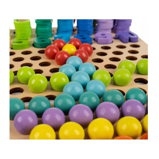 Ξύλινο Εκπαιδευτικό Παιχνίδι με Χρωματιστές Σφαίρες Αριθμητικά Σύμβ...