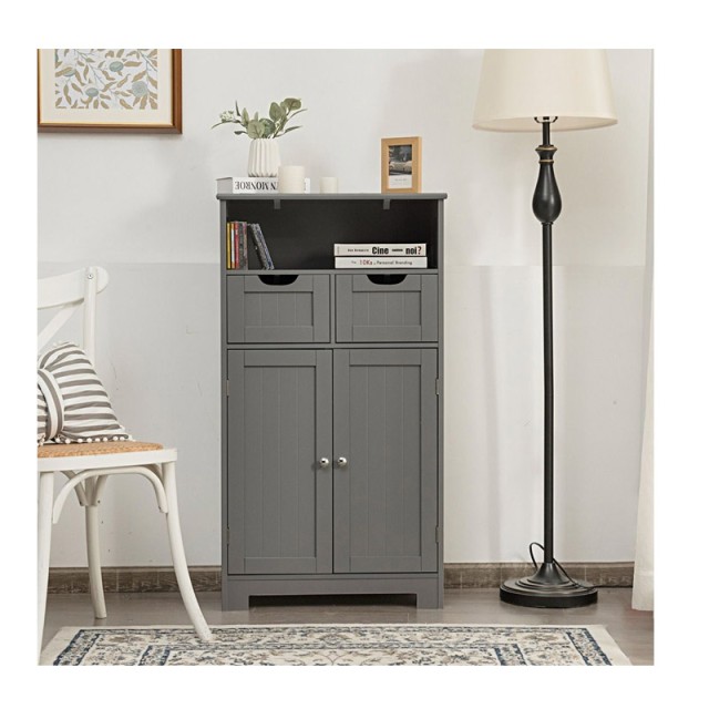 Ξύλινο Έπιπλο με 1 Ντουλάπι και 2 Ράφια 60 x 30 x 109 cm Costway HW64500GR