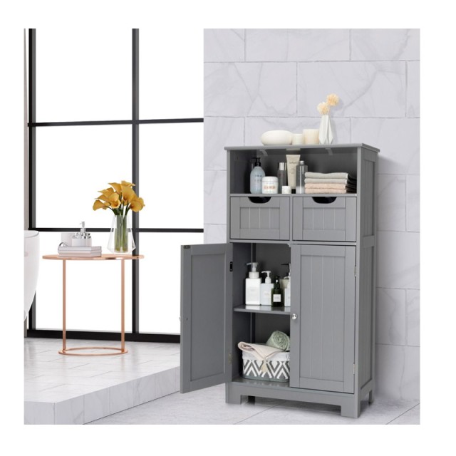 Ξύλινο Έπιπλο με 1 Ντουλάπι και 2 Ράφια 60 x 30 x 109 cm Costway HW64500GR