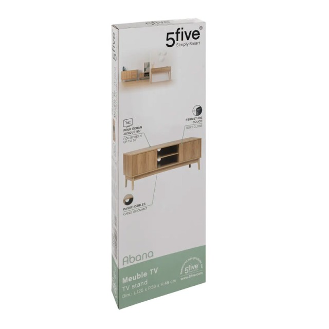Ξύλινο Έπιπλο Τηλεόρασης 120 x 39 x 48 cm Abana 5Five Simply Smart ...