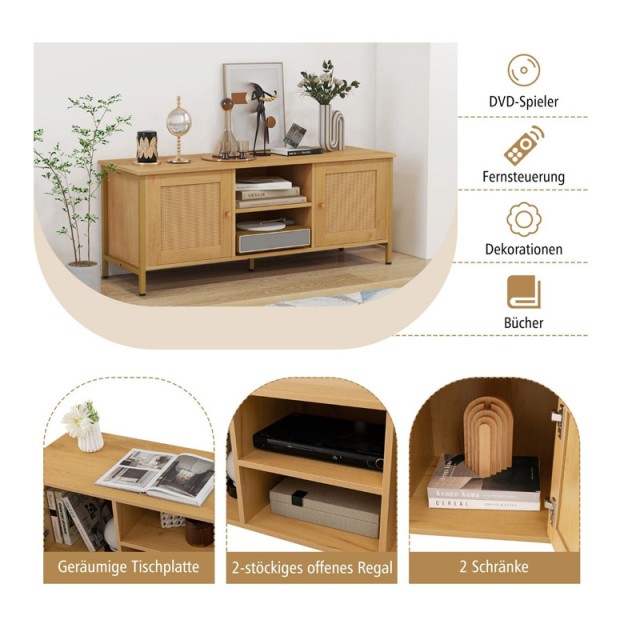 Ξύλινο Έπιπλο Τηλεόρασης 120 x 40 x 48 cm Costway HV10508OA