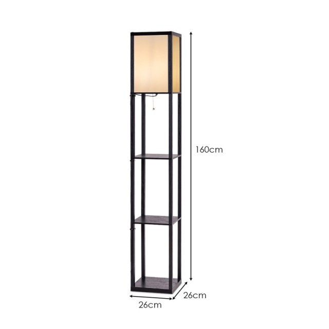 Ξύλινο Φωτιστικό Δαπέδου με 3 Ράφια Ε27 60 W Costway EU10065DE