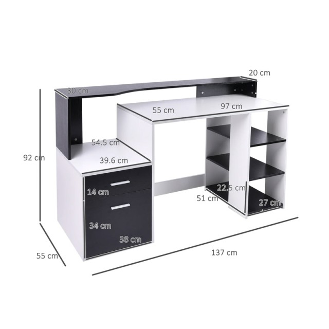 Ξύλινο Γραφείο Υπολογιστή 137 x 55 x 92 cm HOMCOM 920-026