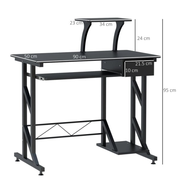 Ξύλινο Γραφείο με Θέση για Υπολογιστή 90 x 50 x 95 cm HOMCOM 920-018BK
