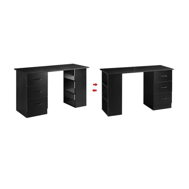 Ξύλινο Γραφείο με 3 Συρτάρια και 3 Ράφια 120 x 49 x 72 cm HOMCOM 836-068V01BK