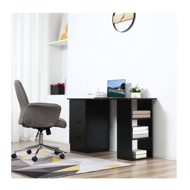 Ξύλινο Γραφείο με 3 Συρτάρια και 3 Ράφια 120 x 49 x 72 cm HOMCOM 836-068V01BK
