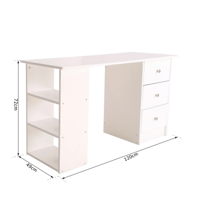 Ξύλινο Γραφείο με 3 Συρτάρια και 3 Ράφια 120 x 49 x 72 cm HOMCOM 920-035