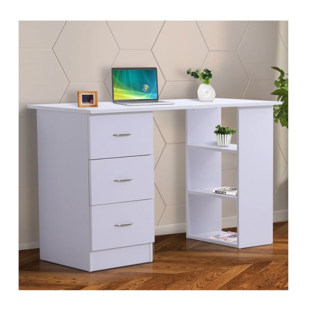 Ξύλινο Γραφείο με 3 Συρτάρια και 3 Ράφια 120 x 49 x 72 cm Χρώματος ...