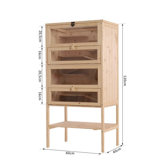 Ξύλινο Κλουβί Τρωκτικών με 4 Επίπεδα 60 x 40 x 120 cm PawHut D51-083