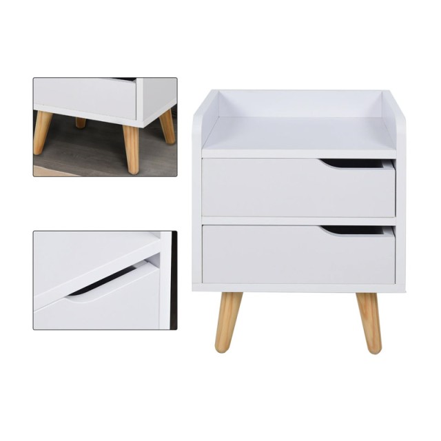 Ξύλινο Κομοδίνο με 2 Συρτάρια 33 x 28 x 42 cm HOMCOM 831-294