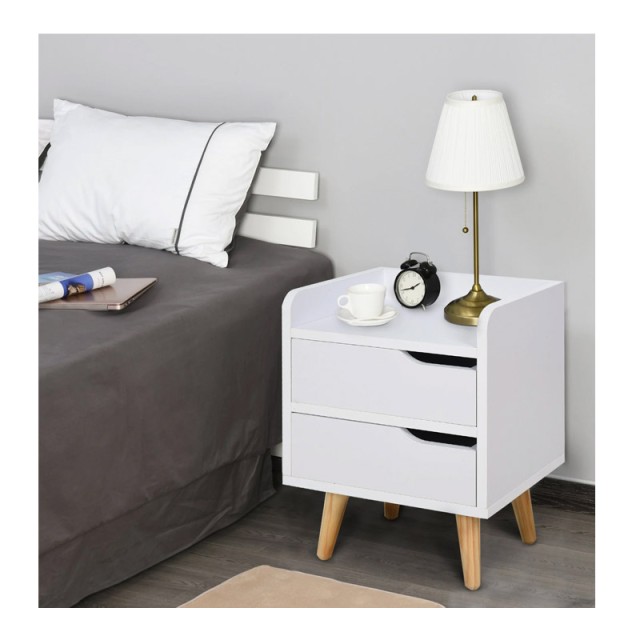 Ξύλινο Κομοδίνο με 2 Συρτάρια 33 x 28 x 42 cm HOMCOM 831-294