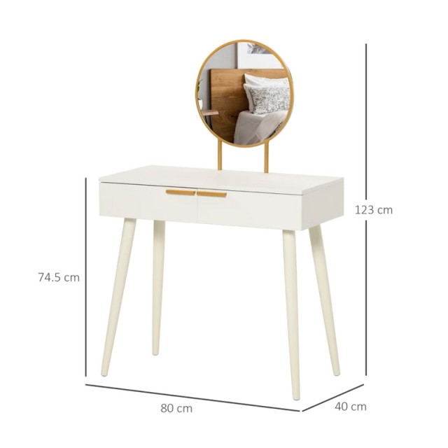Ξύλινο Μπουντουάρ με Καθρέπτη 80 x 40 x 123 cm HOMCOM 831-355