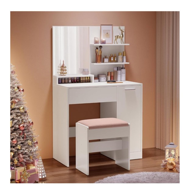 Ξύλινο Μπουντουάρ με Καθρέπτη 80 x 40 x 132 cm VASAGLE RDT119W01