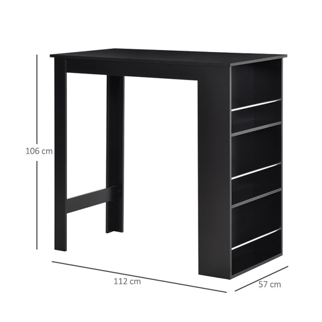 Ξύλινο Ορθογώνιο Τραπέζι - Bar με 3 Ράφια 112 x 57 x 106 cm HOMCOM 835-390BK