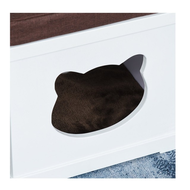 Ξύλινο Σπίτι Γάτας 41 x 30 x 36 cm Χρώματος Λευκό PawHut D30-334WT