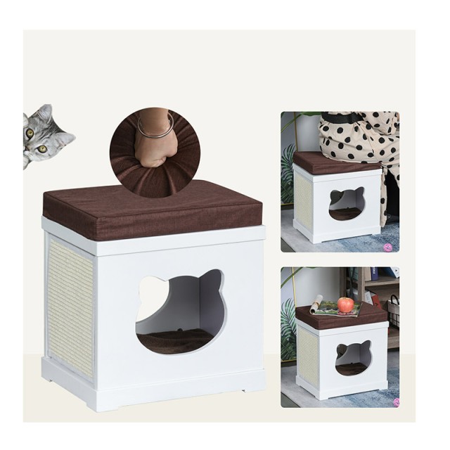 Ξύλινο Σπίτι Γάτας 41 x 30 x 36 cm Χρώματος Λευκό PawHut D30-334WT Ξύλινο Σπίτι Γάτας 41 x 30 x 36 cm Χρώματος Λευκό PawHut D30-334WT