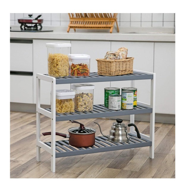 Ξύλινο Stand Αποθήκευσης Παπουτσιών με 3 Ράφια 70 x 26 x 55 cm Χρώμ...