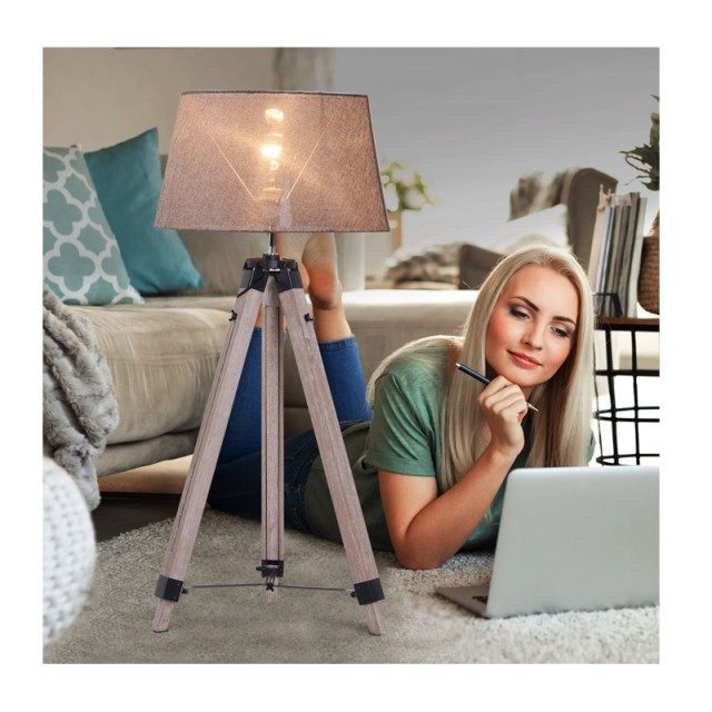 Wooden Tripod Floor Lamp with Adjustable Height 40 W HOMCOM B31-118V01