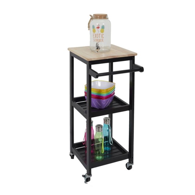 Ξύλινο Τρόλεϊ Κουζίνας με 3 Ράφια 37 x 45 x 84.5 cm Home Deco Facto...