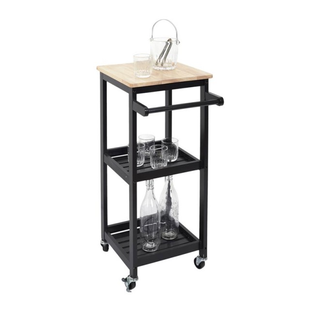 Ξύλινο Τρόλεϊ Κουζίνας με 3 Ράφια 37 x 45 x 84.5 cm Home Deco Factory HD7105