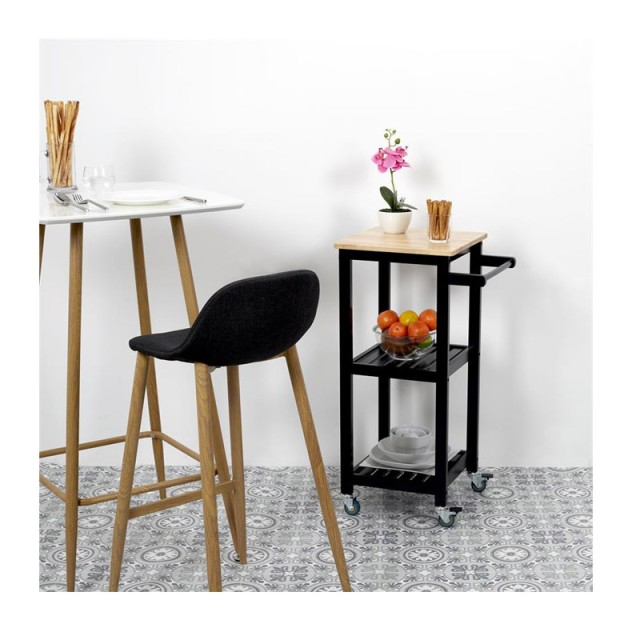 Ξύλινο Τρόλεϊ Κουζίνας με 3 Ράφια 37 x 45 x 84.5 cm Home Deco Factory HD7105