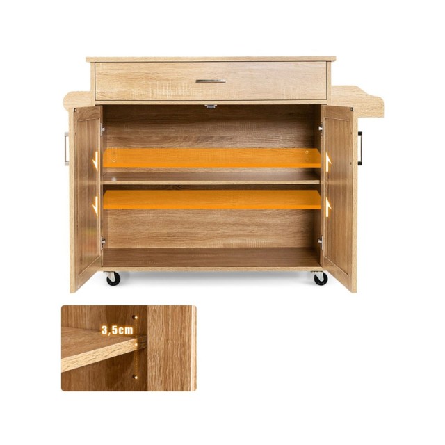 Ξύλινο Τρόλεϊ Κουζίνας 116 x 40 x 85 cm Costway KC51983NA
