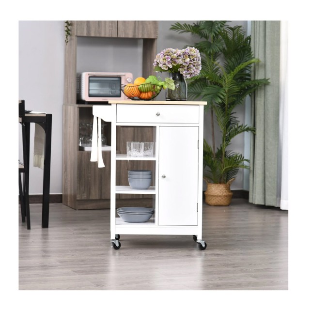 Ξύλινο Τρόλεϊ Κουζίνας 66 x 39.5 x 86.5 cm HOMCOM 801-126