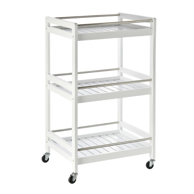 Ξύλινο Τρόλεϊ Κουζίνας με 3 Ράφια 78 x 45 x 38 cm HOMCOM 801-123WT Ξύλινο Τρόλεϊ Κουζίνας με 3 Ράφια 78 x 45 x 38 cm HOMCOM 801-123WT