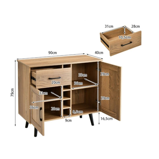 Ξύλινος Μπουφές 90 x 40 x 79 cm Costway JV10788