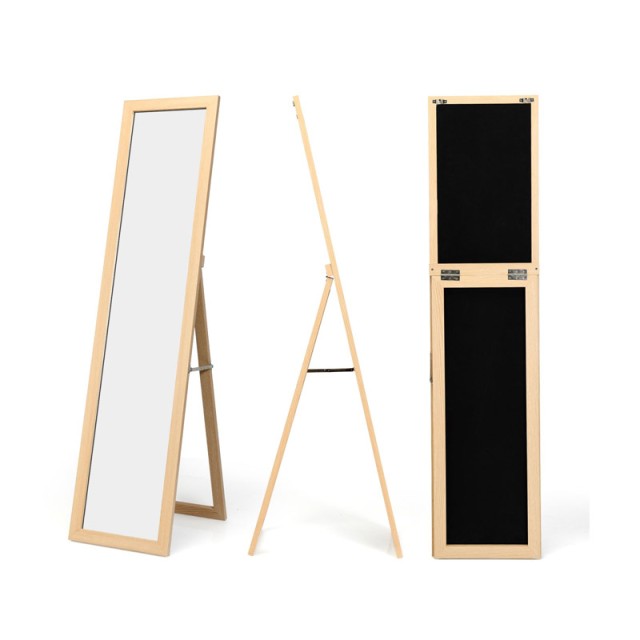 Ξύλινος Ολόσωμος Καθρέπτης 37 x 50 x 148 cm Χρώματος Καφέ Ανοιχτό Costway HW66513NA