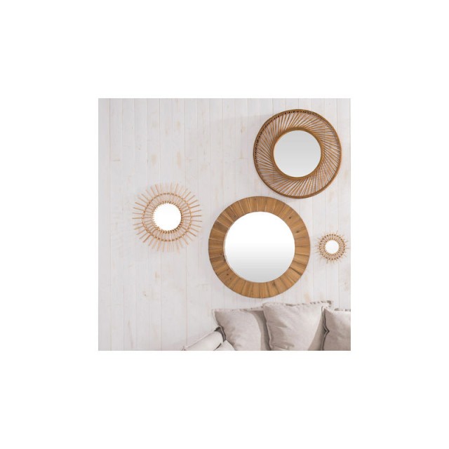 Ξύλινος Στρογγυλός Καθρέπτης Τοίχου 83 cm Atmosphera 173841