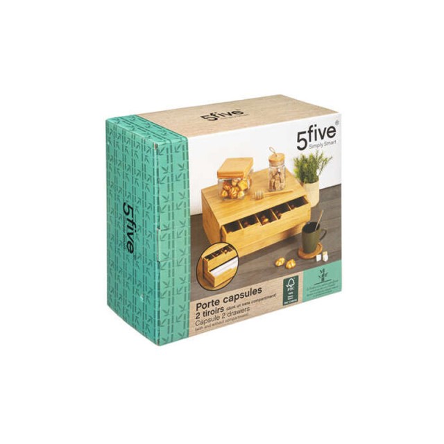 Ξύλινος Διοργανωτής με 2 Συρτάρια για Κάψουλες Καφέ 34 x 34 x 14.5 ...