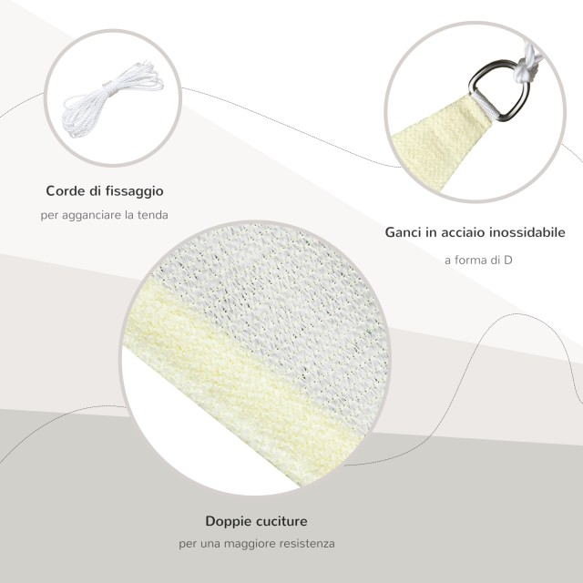 Outsunny HDPE Τριγωνική Τέντα, Κρέμα, 6x6x6m 01-0626