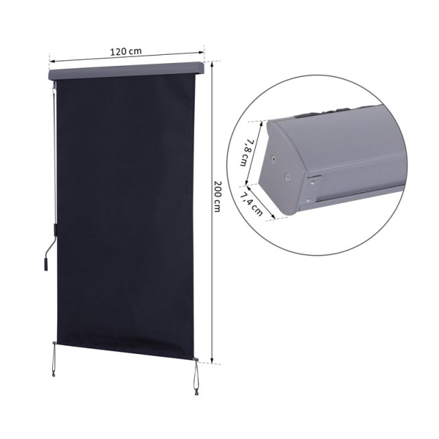 Χειροκίνητη Κάθετη Τέντα με Μανιβέλα 120 x 200 cm HOMCOM 830-235