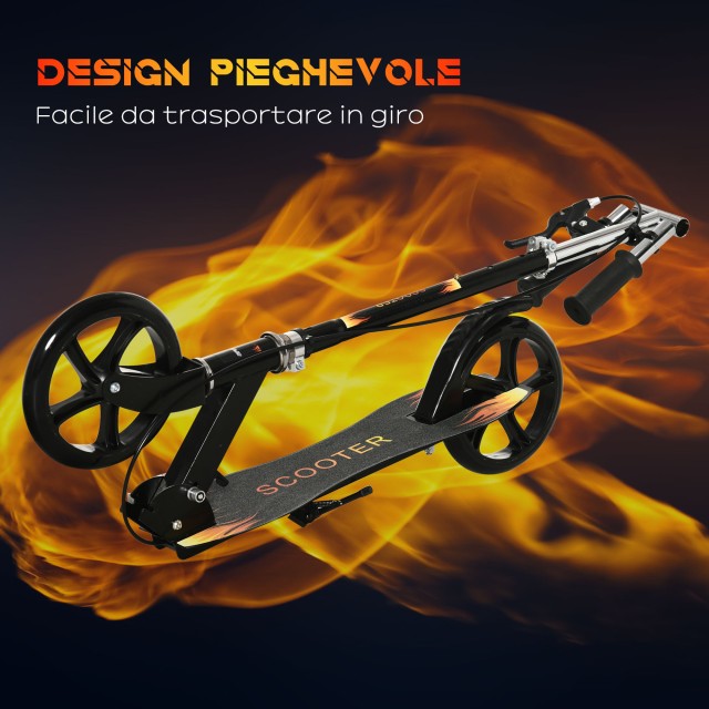 HOMCOM Scooter για παιδιά 7-14 ετών με τιμόνι ρυθμιζόμενο σε 3 ύψη, 86x35x93/98/103 cm, μαύρο 371-046V01BK