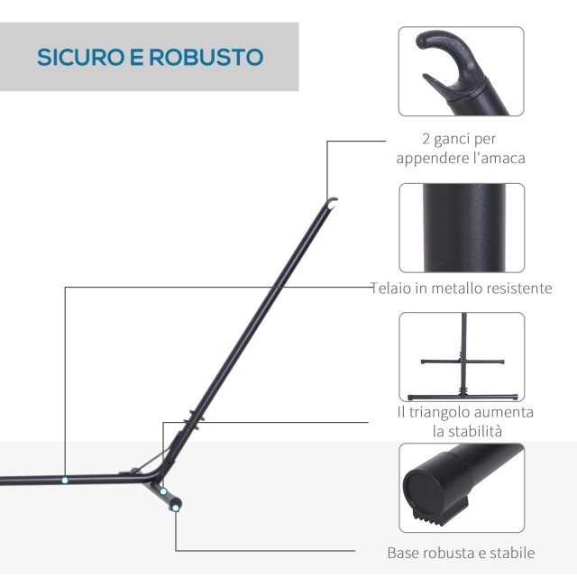 Outsunny Structure Support for Hammock Adjustable Max. 150 Kg, Black, 308-380x108x120cm 84A-083