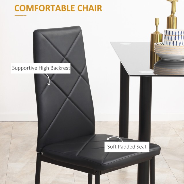 Σετ τραπεζαρίας HOMCOM με 4 καρέκλες, γυάλινο μπλουζάκι και επενδυμ...