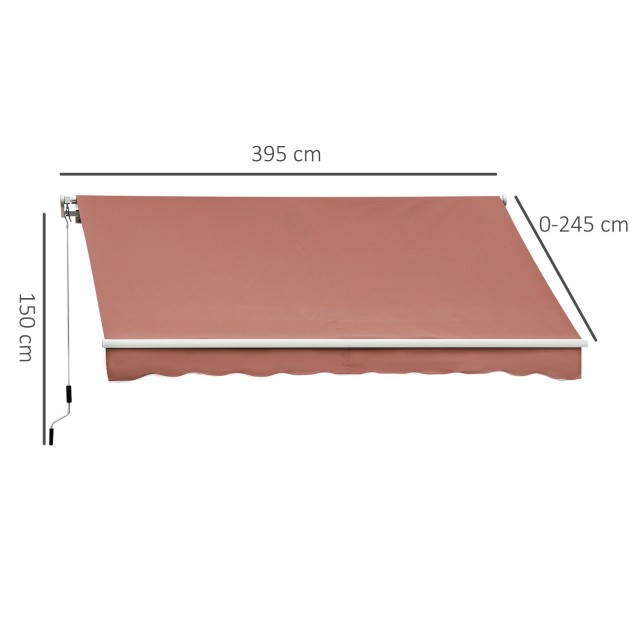 Outsunny Outsunny Outdoor Sun Shade Roller Blind Metal and Aluminium, 395x245cm, Rust Red 840-151CF