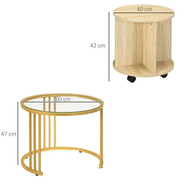 Σετ Στρογγυλά Nesting Τραπεζάκια Σαλονιού 60 x 47 cm 2 τμχ HOMCOM 839-810V00MX