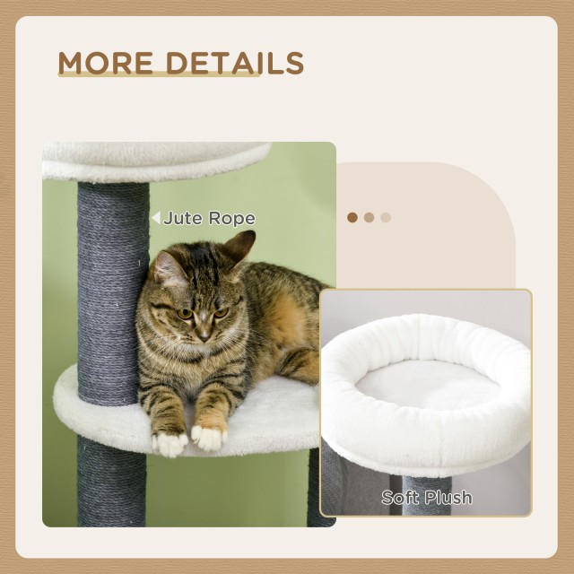 PawHut Cat Tree με κρεβάτι, σπίτι και στύλο, 55,5x30,5x98 cm, λευκό D30-621V00WT
