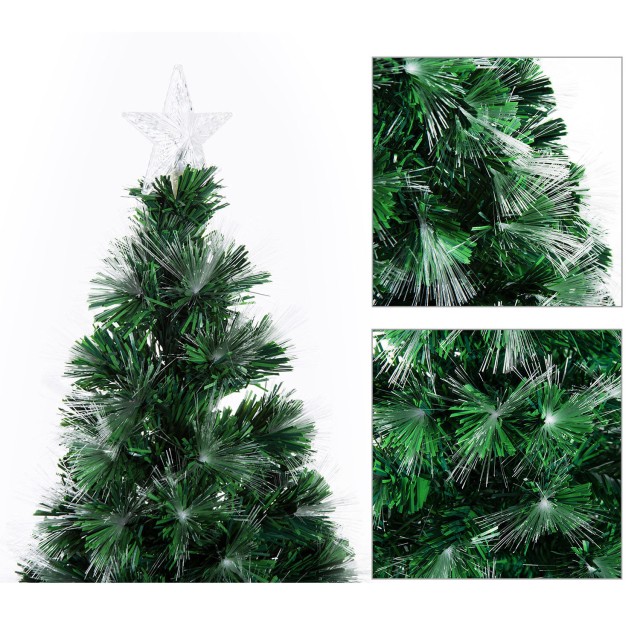 Χριστουγεννιάτικο Δέντρο 180 cm με 27 Φωτάκια LED Οπτικές Ίνες και 230 Κλαδιά HOMCOM 02-0794