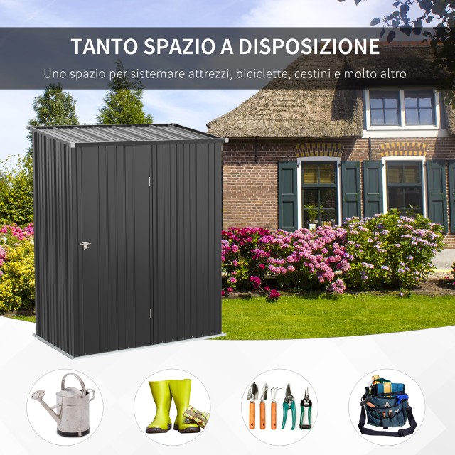 Outsunny Garden Shed Εργαλειοθήκη σε Ατσάλινο φύλλο με Κλειδαριά, 161,5x94,5x196cm, Μαύρο 845-532