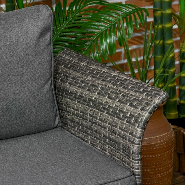 Outsunny Σετ κήπου 4 τεμαχίων Rattan και Steel με Τραπέζι σαλονιού 2 Επιπέδων, Καναπέ και 2 Καρέκλες 860-260V00GG