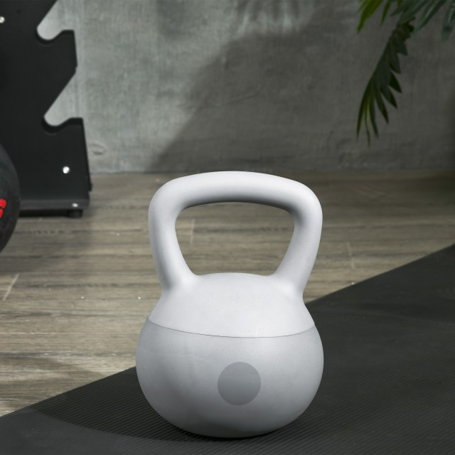 SPORTNOW Kettlebell 12kg σε PVC και μεταλλική άμμο για προπόνηση ώμων και δικεφάλων, 22x22x29 cm, γκρι A91-270V04GY