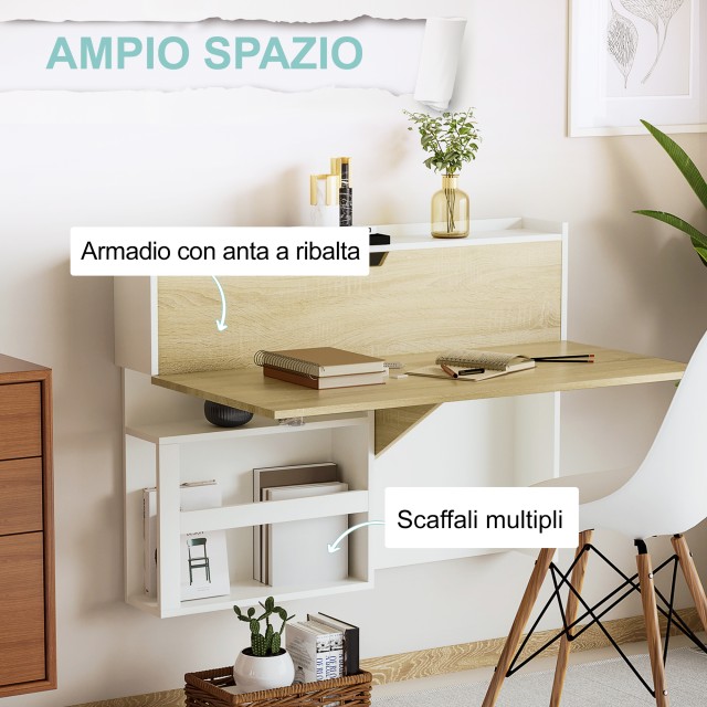 Επιτοίχιο Πτυσσόμενο Ξύλινο Γραφείο 100 x 18 x 74 cm HOMCOM 836-533