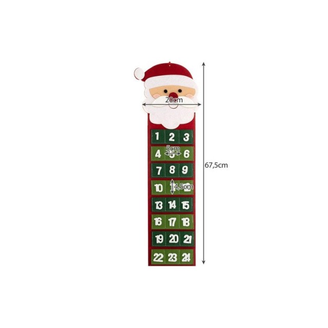 Χριστουγεννιάτικο Κρεμαστό Advent Calendar Άγιος Βασίλης 67.5 x 20 cm Ruhhy 22252